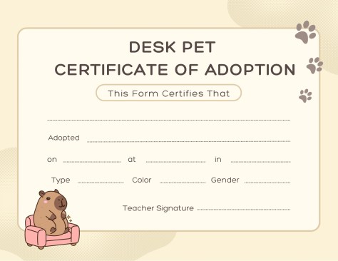 desk pet certificate of adoption